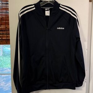 Adidas Navy Blue Track Jacket with White Stripes
